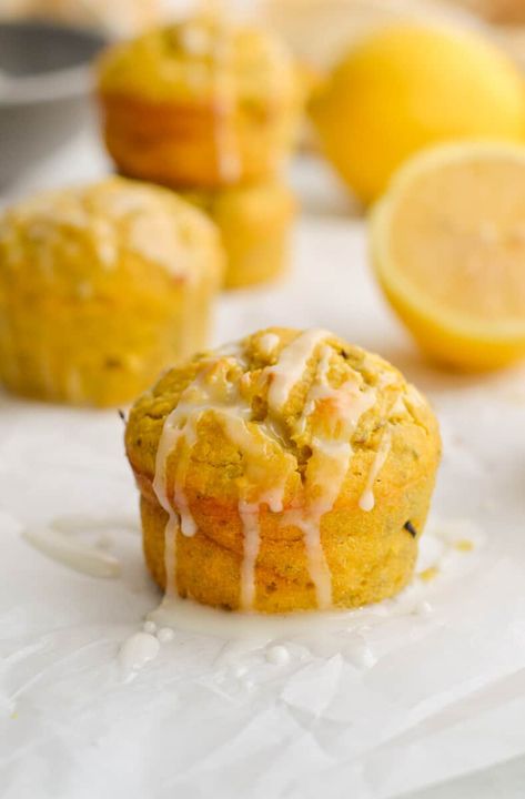 Healthy Lemon Drizzle Muffins Lemon Oat Muffins, Lemon Protein Muffins, Healthy Lemon Muffins, Lemon Muffins Healthy, Lemon Drizzle Muffins, How To Stop Snacking, Lemon Recipes Healthy, Baking Swaps, High Protein Breakfasts