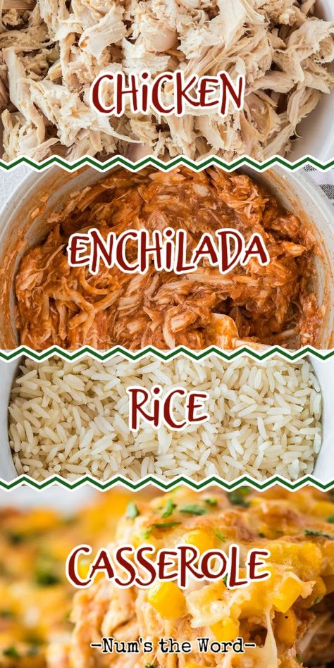 Chicken Taco Casserole With Rice, Mexican Recipe With Rotisserie Chicken, Chicken Enchiladas Rice Casserole, Chicken Enchilada Casserole No Tortilla, Chicken Enchilada And Rice, Chicken Rice Taco Casserole, Chicken Rice Enchiladas, Frozen Shredded Chicken Recipes, Mexican Chicken Rice Casserole Recipes