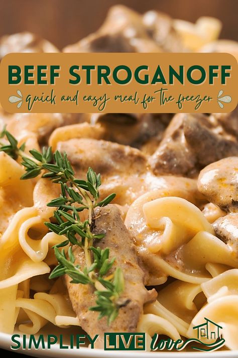 Ground beef stroganoff for the freezer is one of my family's favorite meals. It's easy to hide healthy ingredients and tastes delicious! It's simple and quick to make with inexpensive ingredients that nourish and warm your family on busy, stressful days. Russian Beef Stroganoff, Turkey Stroganoff Recipe, Classic Beef Stroganoff, Beef Freezer Meals, Ground Beef Pasta Recipes, Beef Pasta Recipes, Ground Beef Stroganoff, Ground Beef Pasta, Healthy Ground Beef