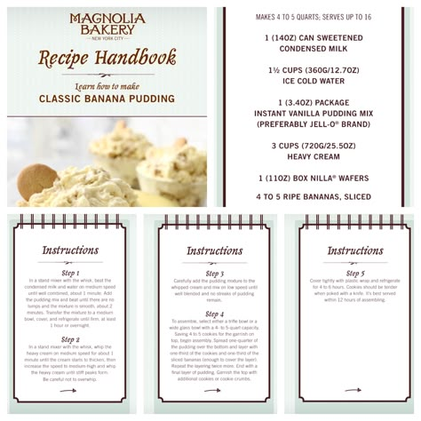 Magnolia Banana Pudding Recipe, Bbq Truck, Magnolia Recipes, Magnolia Bakery Banana Pudding, Sweetened Condensed Milk Recipes, High Intelligence, Banana Pudding Desserts, Cup Dessert, Magnolia Bakery