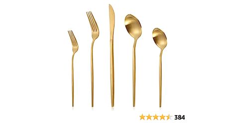 Amazon.com | Matte Gold Silverware Set for 8, LAZAHOME Stainless Steel Flatware Cutlery Set, 40-Piece Kitchen Utensil Set Include Spoons And Forks Set, Satin Polished Finished, Dishwasher Safe.: Flatware Sets Dinnerware Set Modern, Gold Silverware, Spoons And Forks, Hosting Essentials, Modern Dinnerware, Flatware Sets, Kitchen Utensil Set, Fork Set, Flat Shapes