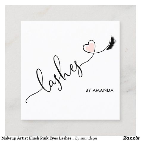 Lashes Cover Photo, Lash Extension Business Cards, Lash Artist Business Cards, Pink Eyelash Highlight Cover, Eyelash Tech Business Cards, Pink Eyelashes Print, Eyes Lashes, Heart Square, Makeup Artist Business Cards