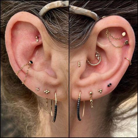 A yellow gold makeover for Kendi. It looks like we added a bunch of new piercings but we actually only added one new lobe piercing. Kendi… | Instagram Black Gemstones, Piercing Inspo, Lobe Piercing, Ear Piercing, Ear Piercings, Instagram A, Piercings, Yellow Gold, Yellow