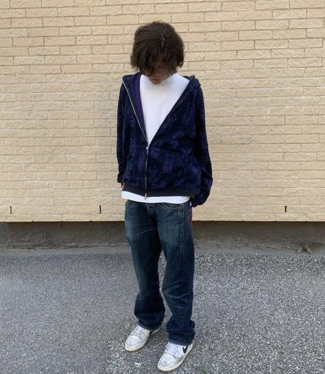 Vintage Zip Up Hoodie Outfit, Y2k Jacket Men, Blue Zip Up Hoodie Outfit Men, Y2k Hombre, Y2k Coats Men, Zip Up Hoodie Outfit Men, Blue Jacket Outfits, 90s Style Denim Blue Streetwear Jacket, Zip Up Hoodie Outfit Aesthetic