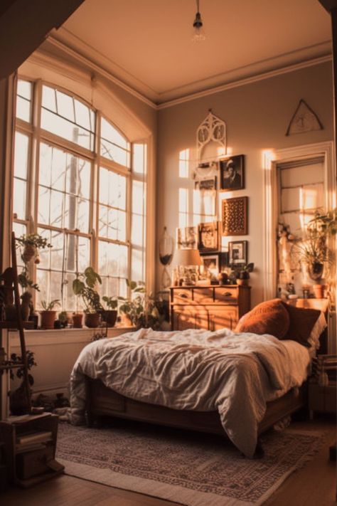 Moody Eclectic Bedroom, Witchy Bedroom Ideas, Witchy Bedroom, Plants Home Decor, Moody Bedroom, Relaxing Bedroom, Eclectic Bedroom, Modern Witch, Dream Room Inspiration