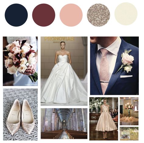 My wedding color palette is navy blue, wine, blush, rose gold, and ivory. #MaggieSottero, #MyLoveStory, #ShowYourCoast #CoastDiamond Wedding Colors Champagne, Champagne Wedding Colors Scheme, Rose Gold Wedding Palette, Color Palette Navy Blue, Wine Colored Wedding, Navy Blue Wedding Theme, Rose Gold Wedding Dress, Gold Winter Wedding, Champagne Wedding Colors