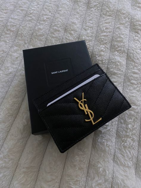 CASSANDRE SAINT LAURENT MATELASSÉ CARD CASE IN GRAIN DE POUDRE EMBOSSED LEATHER Card Holder Designer Brand, Luxury Wallet Women Card Holders, Luxury Card Holder Women, Wallets For Women Designer, Ysl Card Holder Aesthetic, Designer Card Holder Wallet, Card Holder Aesthetic, Ysl Cardholder, Cassandre Saint Laurent