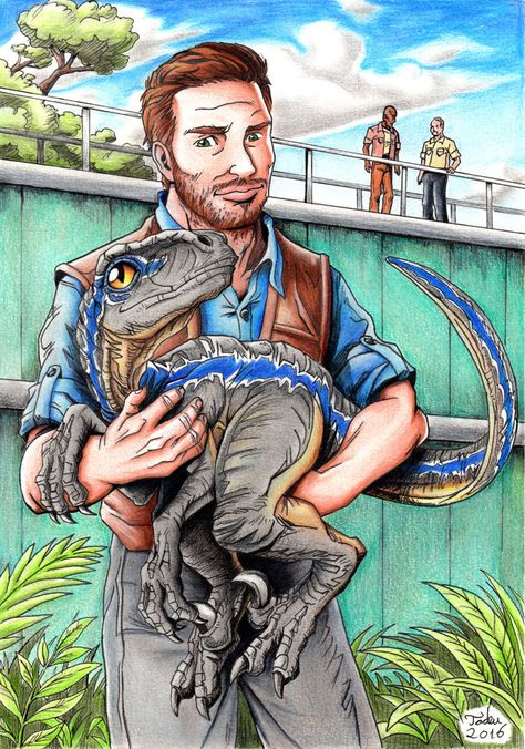 Jurassic World - Owen and baby Blue by Tadeu-Costa Jurassic World Raptors, Jurassic Movies, Blue Jurassic World, Jurassic World 3, Jurassic Park Movie, Fallen Kingdom, Jurrasic Park, Dinosaur Images, Jurassic World Fallen Kingdom