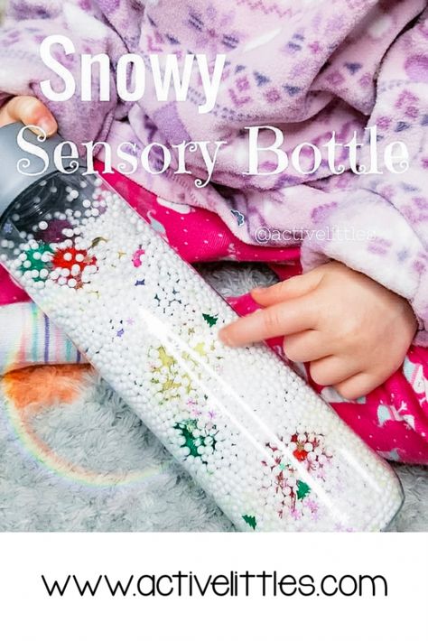 Baby Sensory Christmas Ideas, Snowman Sensory Bottle, Snow Sensory Bottle, Winter Sensory Bottles, Christmas Sensory Bottles, Sensory Bottles For Toddlers, Rainbow Sensory Bottles, Sensory Snow, Christmas Sensory