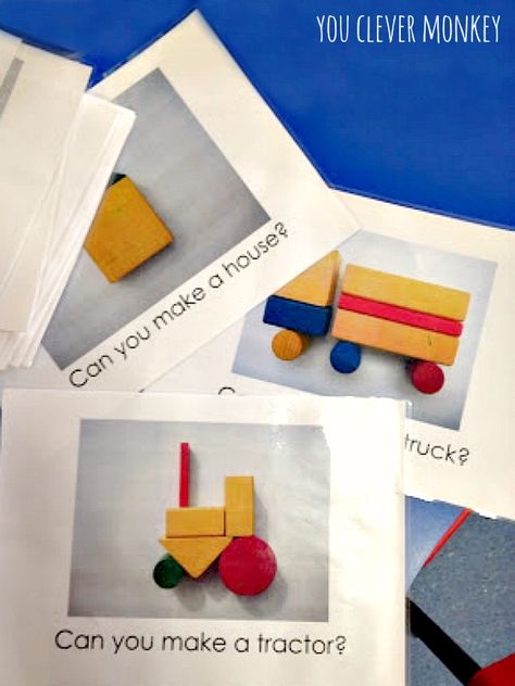 Block Prompt - Why Block Play is Important and How to Promote It - How to encourage block play in Early Childhood - there are so many reasons why it is important to encourage block play in early childhood, in this post I share some of these reasons along with some easy to make challenge cards to prompt play | you clever monkey Kindy Classroom, Block Center Preschool, Blocks Center, Prek Centers, School Diy Ideas, Purposeful Play, Blocks Preschool, Reggio Classroom, Block Center