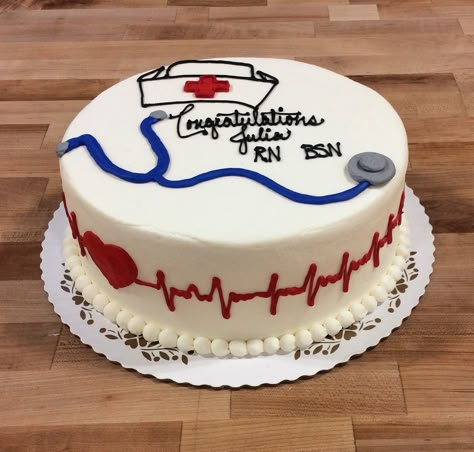 Round Nursing Graduation Cake Nurse Cakes, Nursing Graduation Cakes, Nursing Party, Medical Cake, Nurse Cake, Doctor Cake, Red Birthday Cakes, Nursing Cake, Grad Cake