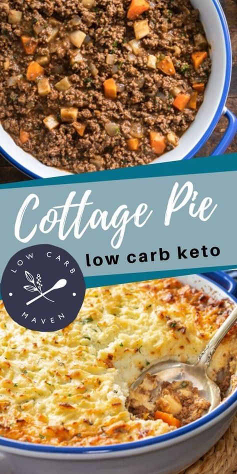 Ground Beef Low Carb, Beef Low Carb, Keto Shepherd's Pie, Cauliflower Mashed, Cottage Pie Recipe, Cauliflower Mashed Potatoes, Low Carb Maven, Cheesy Cauliflower, Brown Gravy