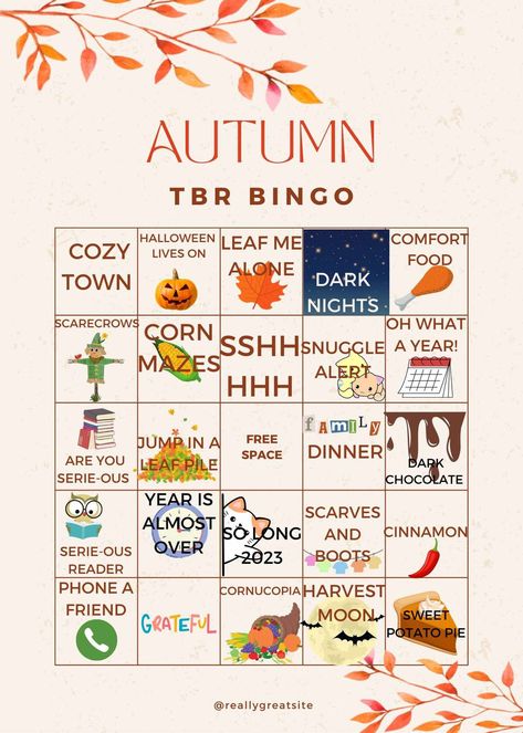 Digital Download. You will not receive a physical copy. This Digital Download can be printed at home or from a print shop.  Autumn TBR Bingo sheet will help you decide what to read for the month of NOVEMBER. Choose books that will win a BINGO on the BINGO sheet. Share your process on social media. The bookish community will LOVE IT! Books For Teenagers, Harvest Games, Book Bingo, Autumn Books, Reading Template, Bingo Sheets, Fav Products, Book Templates, November Month