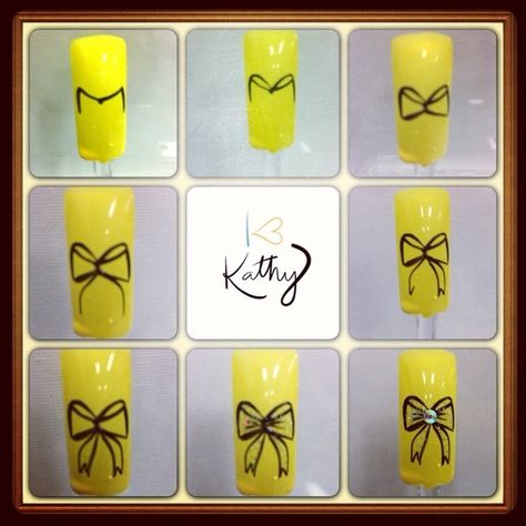 How To Do A Bow On Nails, Nail Art Bow Designs, Bow Nail Art Tutorial, Step By Step Nail Art For Beginners, Step By Step Nail Designs, Nail Art Tutorial Step By Step, Bow Nail Art Designs, Diy Natural Nails, Girly Coquette Aesthetic