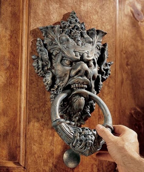 40 Unique Door Knockers To Add Drama To Your Entryway Door Knockers Unique, Door Knobs And Knockers, Cool Doors, Iron Ring, Iron Door, Antique Door, Design Toscano, Door Knocker, Unique Doors