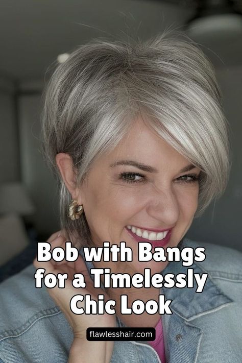 Bob with Bangs Tucked Behind the Ear Hairstyles Tucked Behind Ears, Ear Hairstyles, Hair For Women Over 50, Shoulder Length Hair With Bangs, Razor Cut Hair, A Line Haircut, Shoulder Length Hairstyles, Curled Bob, Vintage Curls