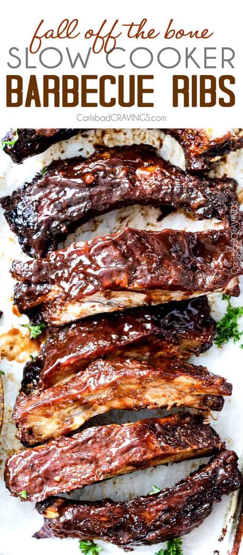 The Best BBQ Ribs Recipe - Carlsbad Cravings Slow Cooker Barbecue Ribs, Barbecue Ribs Recipe, Homemade Barbecue, Slow Cooker Ribs, Carlsbad Cravings, Slow Cooker Bbq, Barbecue Ribs, Bbq Ribs, Crock Pot Slow Cooker