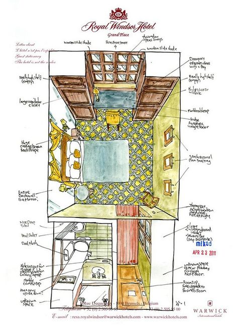 Hotel Letterhead, Hotel Layout, Christoph Niemann, Le Meridien, Interior Design Sketches, Interior Sketch, Interior Illustration, Interior Rendering, Urban Sketchers