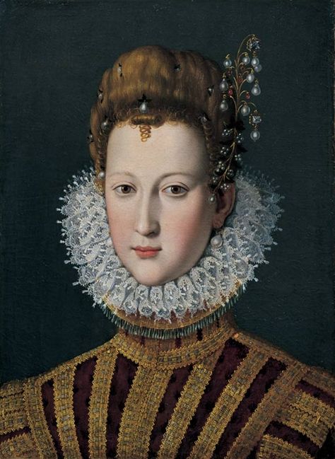 Maria de Medici as a young girl by school of Santi di Tito (location unknown to gogm) Wp Marie De Medici, Catherine De Medici, French Royalty, Hair Jewels, French History, Contemporary Portrait, European Royalty, Royal House, European History