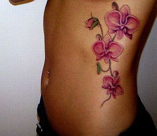 Pink Flower Tattoos, Orchid Flower Tattoos, Tropical Flower Tattoos, Sweet Pea Tattoo, Flower Tattoo On Ribs, Orchid Tattoo, Side Tattoos, 1 Tattoo, Girly Tattoos