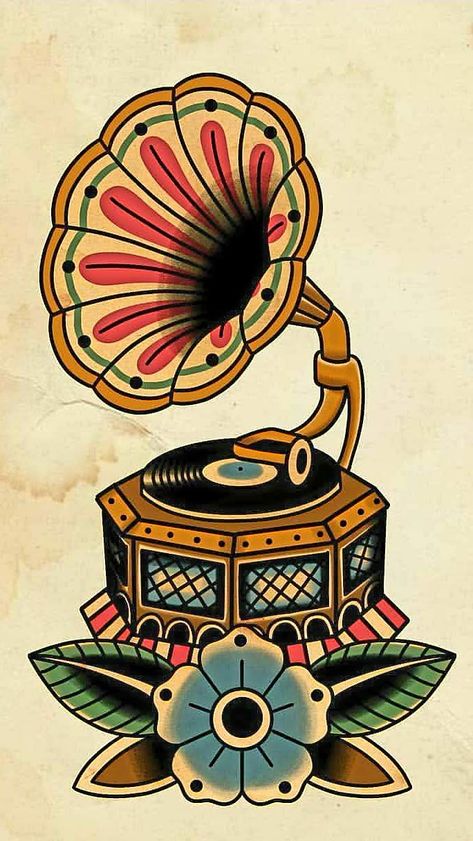 Music Symbol Tattoo, 27 Tattoo, Pretty Tattoo, Traditional Tattoo Old School, Traditional Tattoo Inspiration, Tattoo Music, Kunst Tattoos, Tattoo Old School, Traditional Tattoo Sleeve