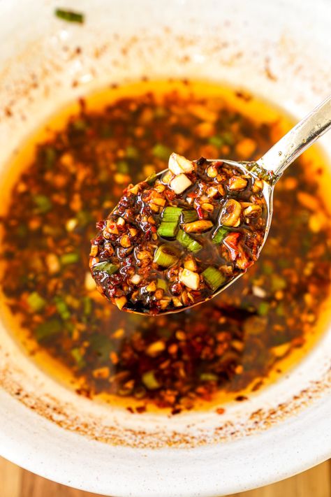 Mom’s Homemade Chili Oil Recipe - One Happy Bite Chili Oil Sauce Recipe, Korean Chili Oil Recipe, How To Make Chili Oil, Garlic Chili Oil Recipe, Hot Chili Oil Recipe, Chilli Oil Recipe, Chili Crisp Oil, Homemade Chili Oil, Recipe With Rice