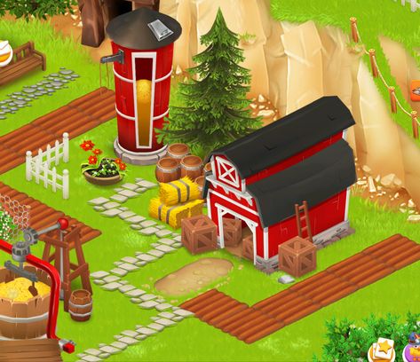 Hayday Farm Design Cute Simple, Hayday Silo Design, Hayday Barn And Silo Design, Hay Day Barn And Silo Design, Hayday Game, Hayday Farm Design, Vintage Bakery, Big Farm, Hat Day