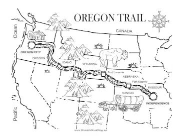 Oregon Trail Worksheets Free, Oregon Trail Activities, Oregon Trail Map, Independence Missouri, Core Knowledge, Map Printable, The Oregon Trail, Oregon City, Trail Map