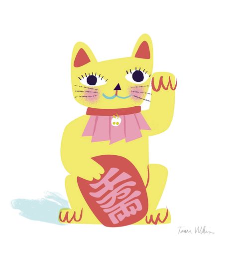 Lucky Cat @Tania Willis Waving Cat, Beckoning Cat, Lucky Sign, Hardware Stores, Cats For Sale, Dog Years, Cat Art Print, Maneki Neko, Lucky Cat