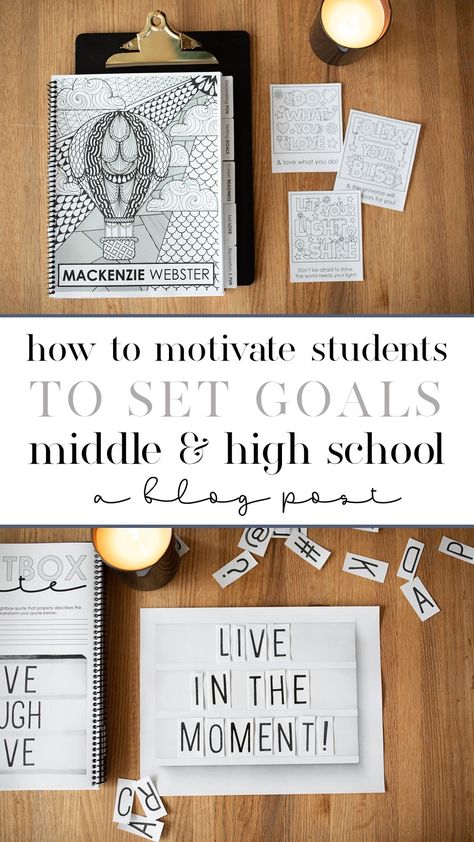 The perfect end-of-year or beginning-of-year activity for middle and high school students! This lifestyle planner + bullet journal for students includes more than 60+ pages to help your students set goals, track them, and achieve them. The planner focuses on career readiness, goal setting, self-love and growth mindset. Occupational Therapy High School, High School Goal Setting, Goal Setting For Middle School Students, Goal Setting High School, Goal Setting Activities For Adults, Goal Setting Art Project, Growth Mindset Activities High School, Goal Setting Activities For Teens, How To Motivate Students