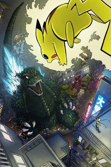 Godzilla vs. Pikachu Godzilla Original, Godzilla Ultima Art, Legendary Godzilla, Old Godzilla Movie Posters, Godzilla 2, Godzilla Comics, Godzilla Against Mechagodzilla, Godzilla Wallpaper, Japanese Monster