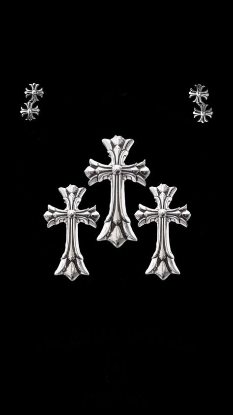 #chrome #chromehearts Chrome Hearts Wallpaper, Chrome Cross, Hearts Wallpaper, Simple Phone Wallpapers, Heart Wallpaper, Chrome Hearts, Shiny Silver, Phone Wallpapers, Phone Wallpaper