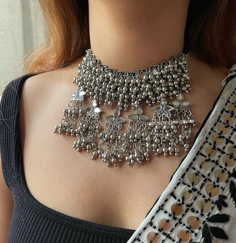 Oxidised Choker, Mirror Jewellery, Organza Suit, Navratri Collection, Unique Wedding Jewelry, Fancy Jewellery Designs, Jewelry Set Design, Indian Jewellery Design Earrings, Bridal Lehengas