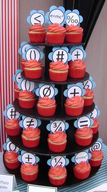 Maths Cupcakes Math Wedding Theme, Math Party Decorations, Math Themed Birthday Party, Math Themed Party, Math Cupcakes, Math Birthday Party, 30 Bday Ideas, Math Party, Nerd Birthday