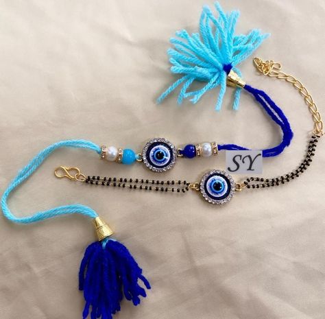 Couple Rakhi Designs, Evil Eye Rakhi Design, Latest Rakhi Design 2024, Rakhi Dress Ideas, Diy Rakhi Ideas, Unique Rakhi Designs, Rakhi Plate Decoration, New Rakhi Designs 2023, Beads Rakhi