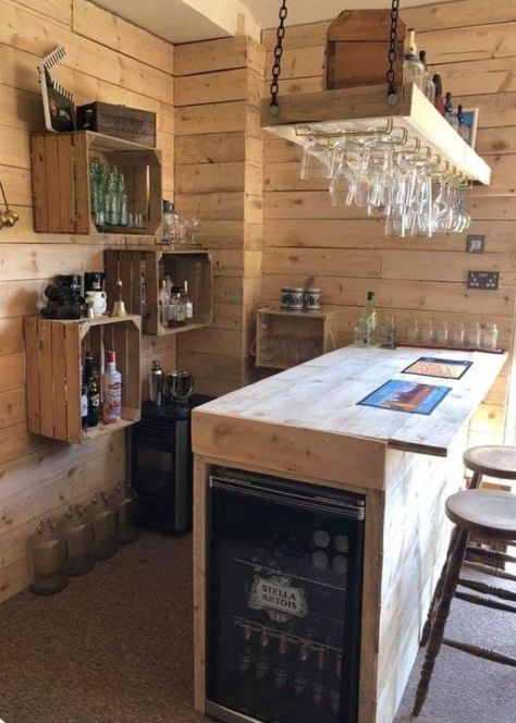 Homemade Bar Ideas Man Caves, Outbuilding Bar Ideas, He Shed Interior Ideas, Liv8ng Room Decor Ideas, Bar Ideas For Garage, Summer House Bar Ideas Interior, Shed To Bar Conversion, Bar In Shed, Bar In Garage Ideas