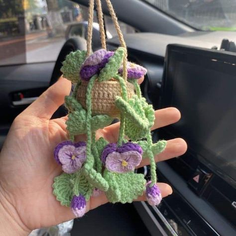 Hanging Crochet Car Decor, Crochet Mirror Hanging, February Crafts For Kids, Crochet Car Charm, Crochet Car Decor, Car Hanging Crochet, Crochet Car Hanging, Cute Car Decor, Plant Crochet