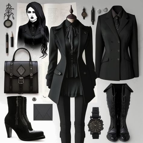 Gothic Chic Fashion, Edgy Work Outfits, Corporate Attire, Goth Style, Corporate Outfits, Looks Black, All Black Outfit, Gothic Outfits, Goth Outfits