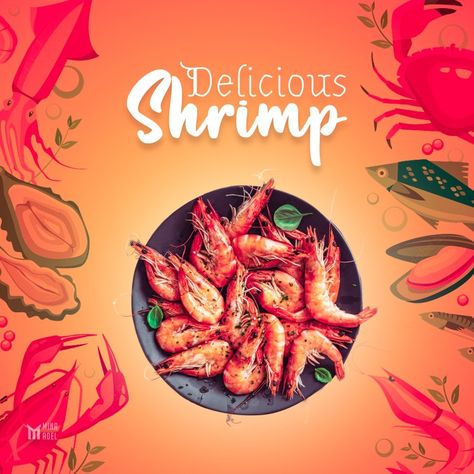 Seafood shrimp design for social media Seafood Social Media Design, Shrimp Design, Seafood Shrimp, Facebook Ads Design, Shrimp Paste, Jumbo Shrimp, Creative Advertising Design, Seafood Salad, Food Poster Design