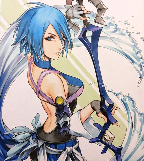 Aqua Hair Color, Kingdom Hearts Aqua, Aqua Kingdom Hearts, Kilala Princess, Xion Kingdom Hearts, Kingdom Hearts Birth By Sleep, Birth By Sleep, Detached Sleeves, Kingdom Hearts Fanart