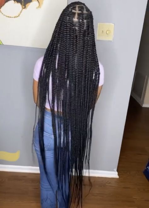 60 Inch Braids, Extra Long Knotless Braids, Extra Long Box Braids, Braids 2023, Birthday Braids, Large Knotless Braids, Hair Braid Diy, Large Knotless, Sleek Braid