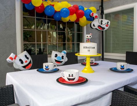 Cuphead Birthday Party Ideas, Cuphead Birthday Party, Cuphead Birthday, Search Party, Food Activities, 12th Birthday, 11th Birthday, Birthday Party Cake, Backyard Party