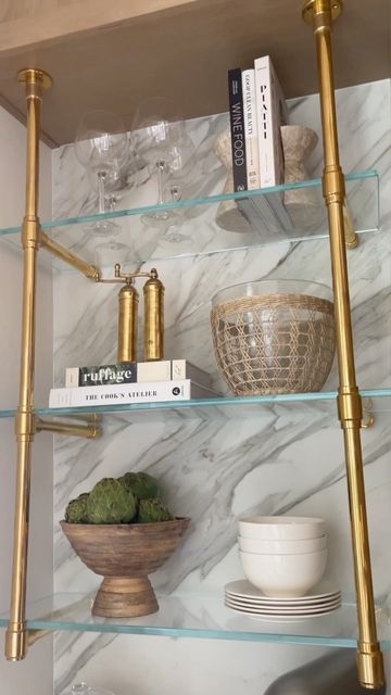 Brass Shelving, Becky Hillyard, Brick Room, House Pantry, Cella Jane, Butlers Pantry, Butler's Pantry, Pantry Design, Pantry Organization