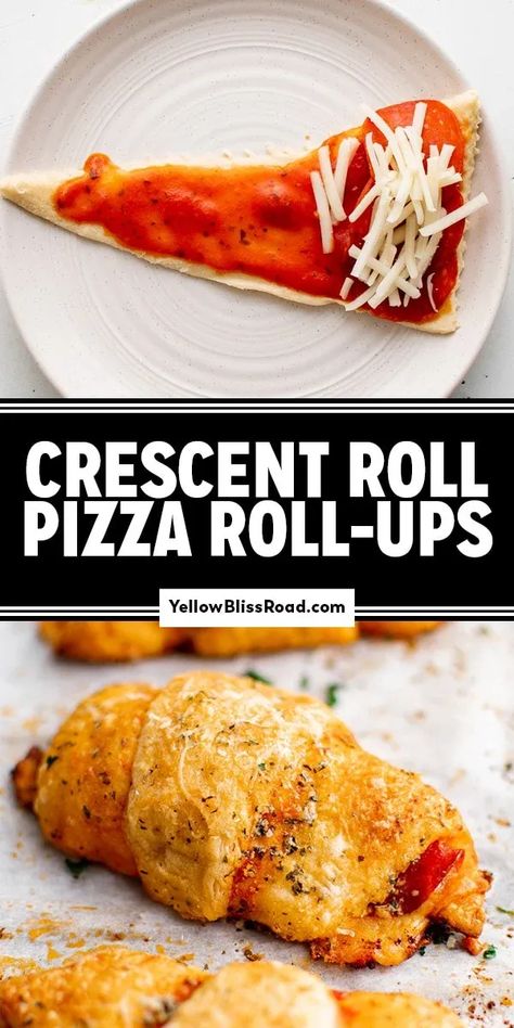 Pizza Crescent Rolls are filled with melted cheese, pepperoni, and are amazing with extra marinara sauce for dipping. They are a family-friendly appetizer or snack! Cresants Roll Recipes Pizza, Ww Crescent Roll Recipes, Crescent Roll Pizza Rolls, Crescent Pizza Rolls, 70s Recipes, Pizza Crescent Rolls, Pizza Crescent, Crescent Pizza, Pizza Dippers