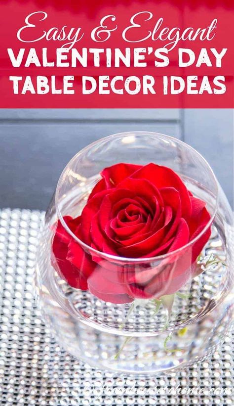 Simple Floral Centerpieces, Valentine Day Table Decorations, Romantic Table Decor, Ideas Valentines Day, Valentine Table, Table Decoration Ideas, Romantic Table Setting, Valentine Centerpieces, Mercury Glass Candle Holders