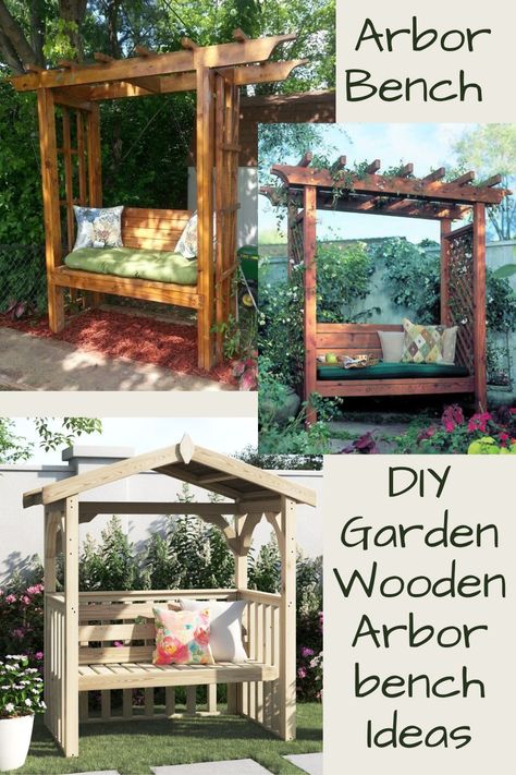 Garden Arbor Bench Ideas, Garden Arbor Bench DIY, Arbor Bench Plans, wooden arbor with bench, wooden arbor bench, woodworking plans Arbour With Bench, Garden Arbor Bench Ideas, Arbor Bench Diy, Wooden Garden Benches Ideas, Stones Garden Ideas, Garden Arbor Bench, Arbor With Bench, Stepping Stones Garden, Diy Arbor