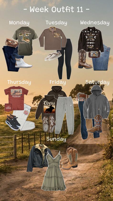 Western School Outfits, Western Outfits For School, Punchy Outfits, Country Western Outfits, Week Outfits, Casual Country Outfits, Weekly Outfits, School Fits, New School Year