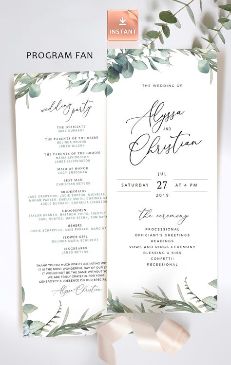 Wedding Service Program, Diy Wedding Fans, Wedding Program Template Free, Diy Wedding Program Fans, Order Of Service Wedding, Fan Template, Rustic Wedding Programs, Diy Wedding Programs, Painted Florals