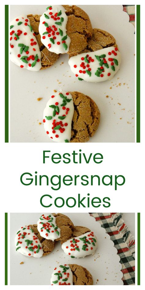 Festive Ginger Snap Cookies on www.cookingwithruthie.com are soft, chewy, and festive for the Holidays! Christmas Ginger Snap Cookies, Iced Ginger Snap Cookies, Christmas Gingersnap Cookies, Iced Gingersnap Cookies, Ginger Snap Cookies With Icing, Frosted Ginger Cookies, Easy Ginger Snap Cookies, Soft Ginger Snap Cookies, Ginger Snaps Cookies