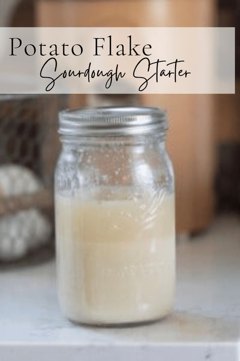 Sourdough Starter Recipe With Potato Flakes, Potato Flake Starter, Potato Flake Sourdough Starter, Dough Starter Recipe, Sourdough Sandwich Bread Recipe, Make A Sourdough Starter, Flake Recipes, Sourdough Sandwich Bread, Farmhouse On Boone